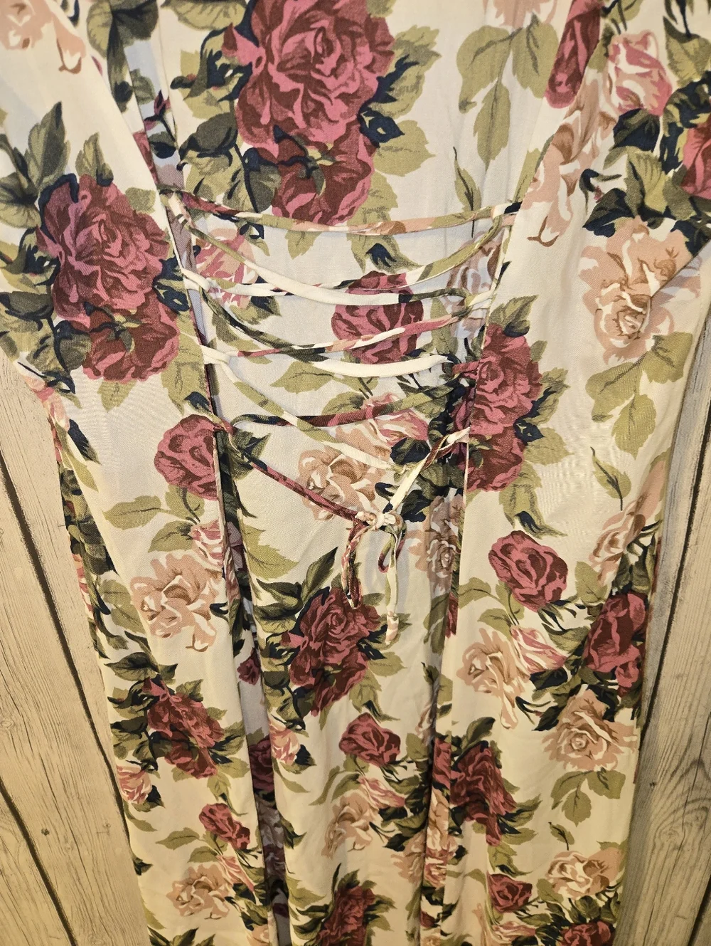 Chiasso Floral Midi Dress Cottagecore Lace Up Back Button Front  Women’s 11/12 - Picture 4 of 7